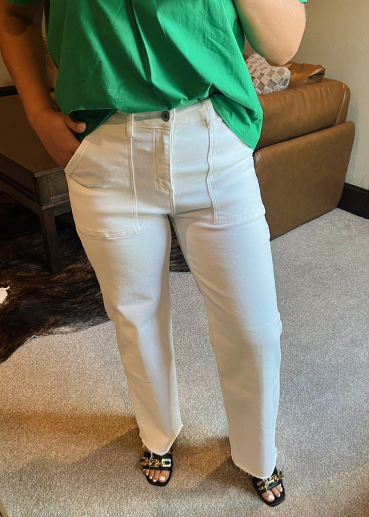 Mica White Raw Hem Jeans
