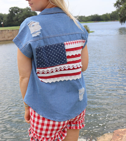 Denim Flag Top