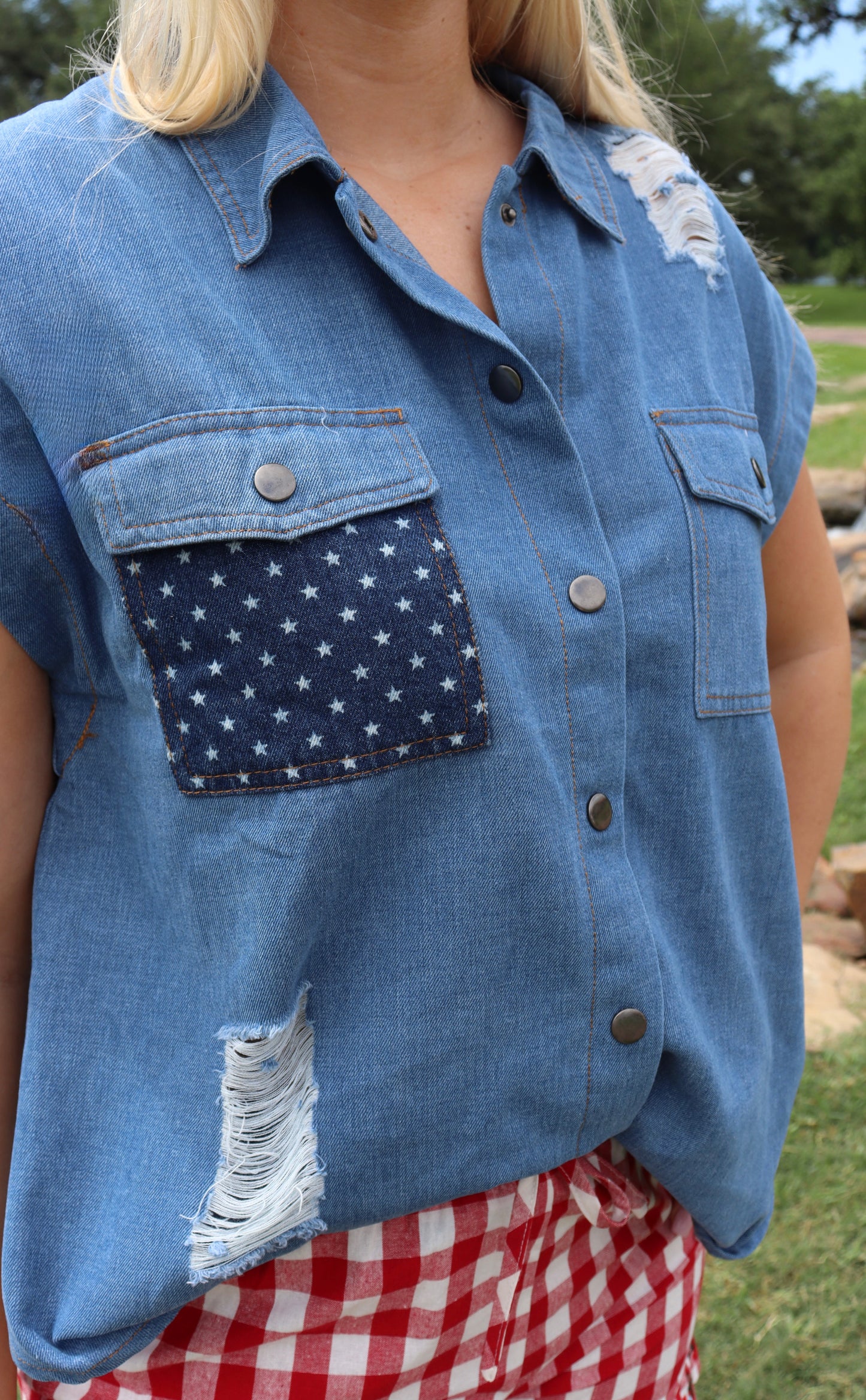 Denim Flag Top