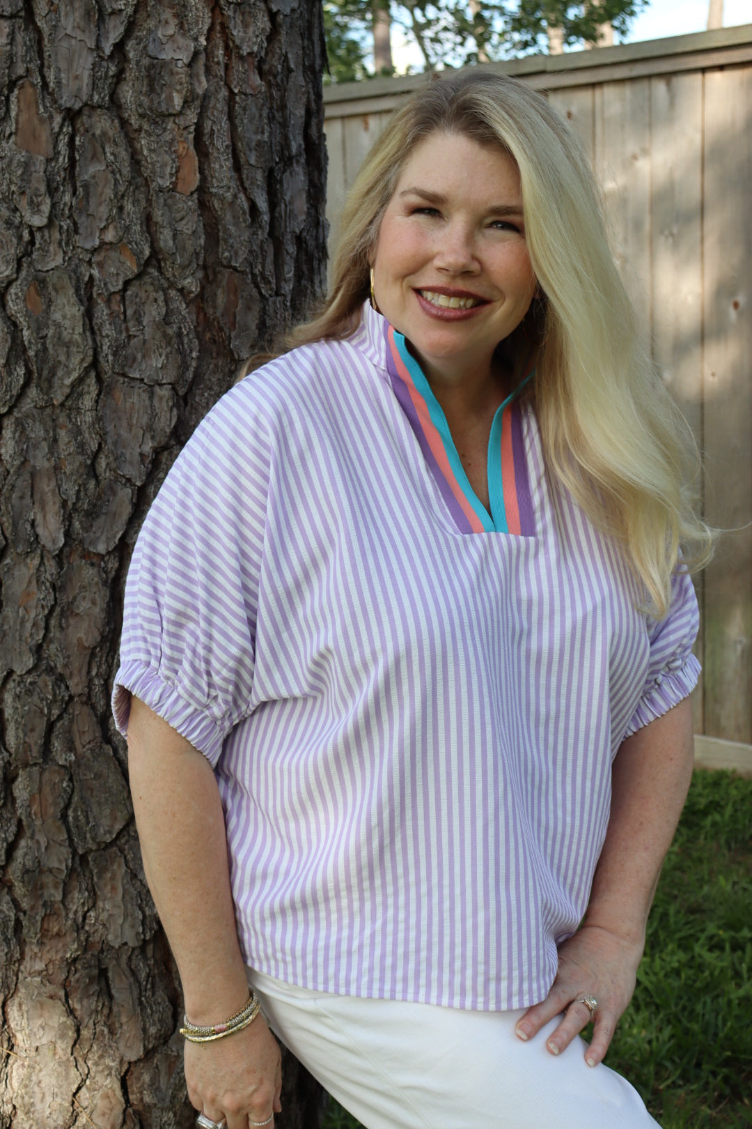 Lavender Stripe Top