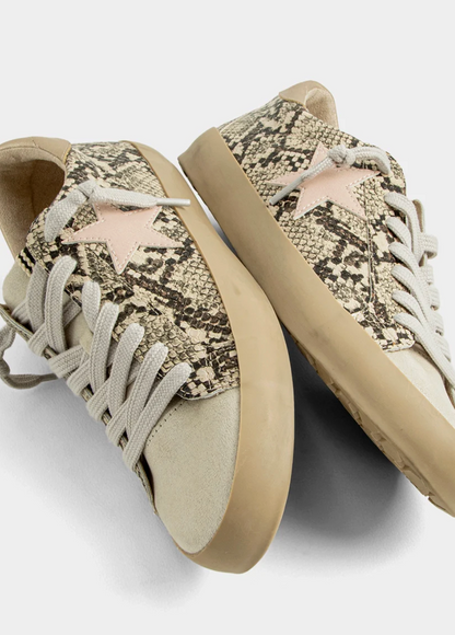 Paula Metallic Beige Snake Tennis