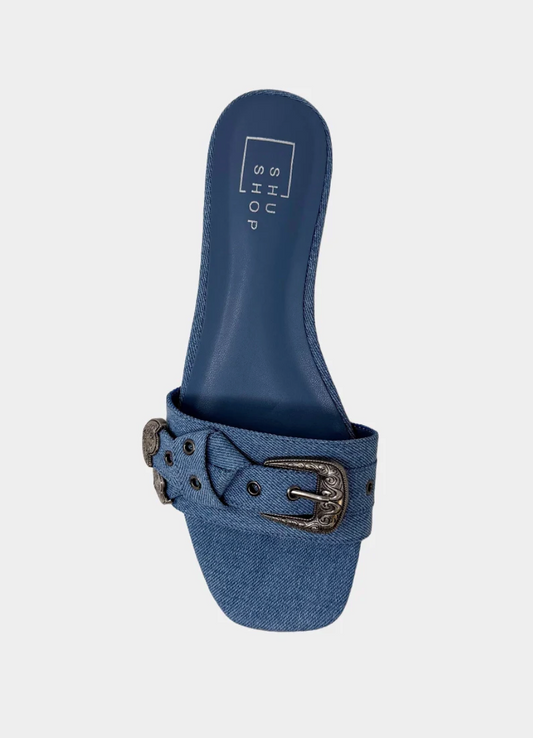 Darryl Denim Buckle Sandals